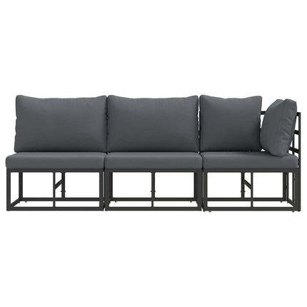 Utomhus Möbler med kudde 3 Stycke Svart och Anthracit Metall
