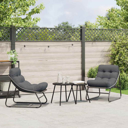 Trädgårdsmöbler med kudde 2 pcs Svart 60,5 x 81 x 71 cm
