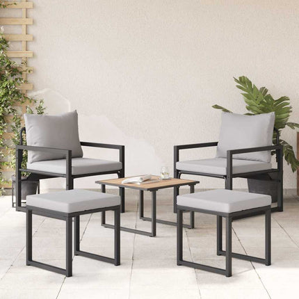 Trädgårdsmöbler 4 pcs 2-Antal sittplatser Ljusgrå Polyester