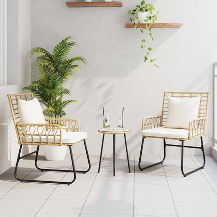 Trädgårdsmöbelset 3 pcs Brun och Kräm konstrotting