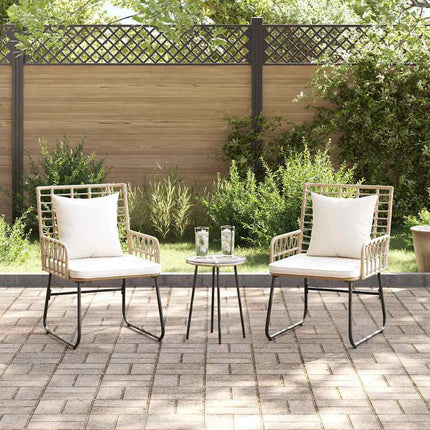Trädgårdsmöbelset 3 pcs Brun och Kräm konstrotting