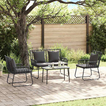 Trädgårdsmöbelset 3 pcs Svart och Anthracit konstrotting