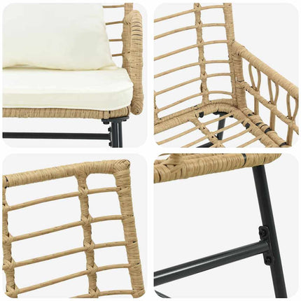Trädgårdsmöbelset 3 pcs Brun och Kräm konstrotting