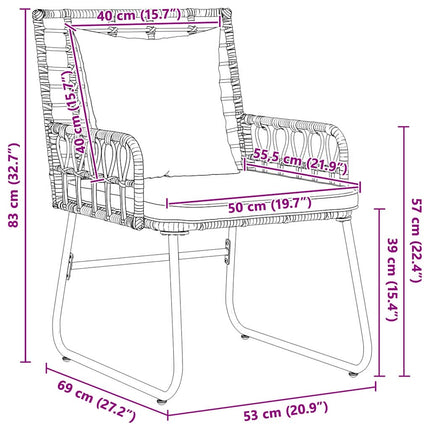 Trädgårdsmöbelset 3 pcs Brun och Kräm konstrotting