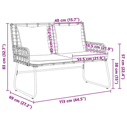 Trädgårdsmöbelset 3 pcs Brun och Kräm konstrotting