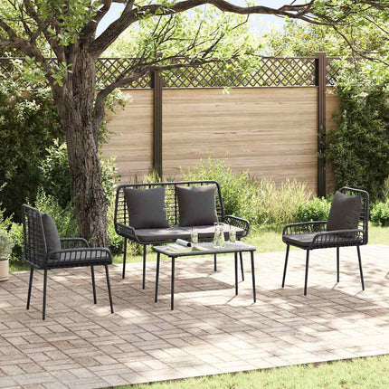 Trädgårdsmöbelset 3 pcs Svart och Anthracit konstrotting