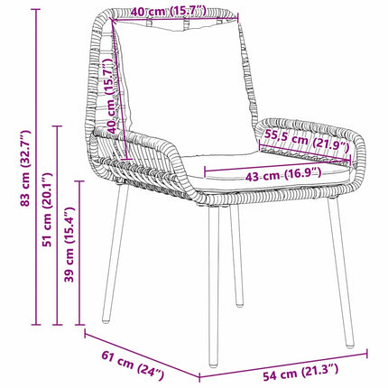 Trädgårdsmöbelset 3 pcs Svart och Anthracit konstrotting