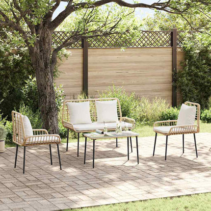 Trädgårdsmöbelset 3 pcs Brun och Kräm konstrotting