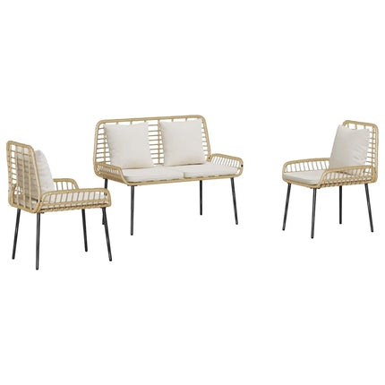 Trädgårdsmöbelset 3 pcs Brun och Kräm konstrotting