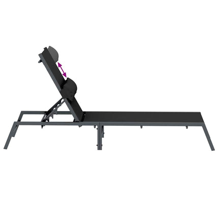 Solstol 1-person Svart och Anthracit 197 x 54 x 86 cm Stål