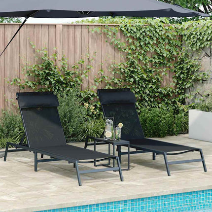 Solstolar 2-person 3 pcs Svart och Anthracit Stål