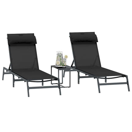 Solstolar 2-person 3 pcs Svart och Anthracit Stål
