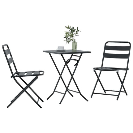 Trädgårds Bistro Set 3 pcs Antracit Stål