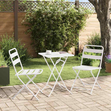 Trädgårds Bistro Set 3 st Vit Stål