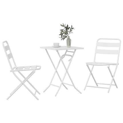 Trädgårds Bistro Set 3 st Vit Stål
