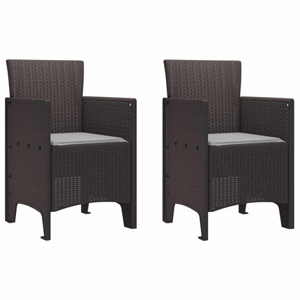 Trädgård Stol 2 pcs Brun Polypropylen