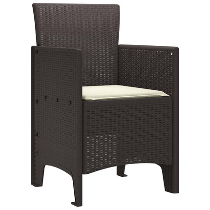 Trädgård Stol med kudde 2 pcs Brun 53 x 49 x 85 cm Polypropylen