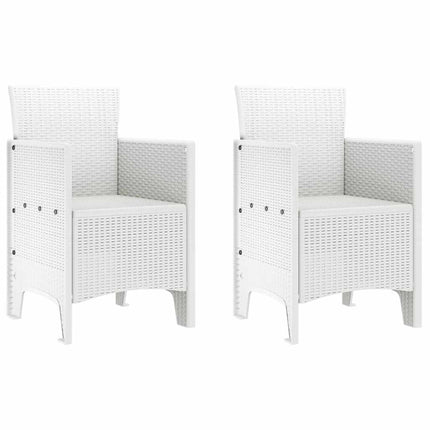 Trädgård Stol med kudde 2 pcs Vit 53 x 49 x 85 cm Polypropylen