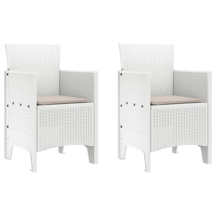 Trädgård Stol med kudde 2 pcs Vit 53 x 49 x 85 cm Polypropylen