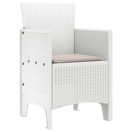 Trädgård Stol med kudde 2 pcs Vit 53 x 49 x 85 cm Polypropylen