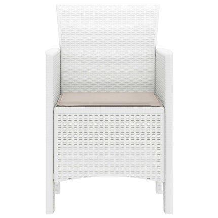 Trädgård Stol med kudde 2 pcs Vit 53 x 49 x 85 cm Polypropylen