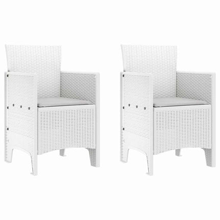 Trädgård Stol med kudde 2 pcs Vit 53 x 49 x 85 cm Polypropylen