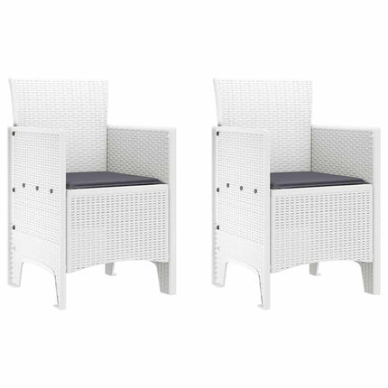 Trädgård Stol med kudde 2 pcs Vit 53 x 49 x 85 cm Polypropylen