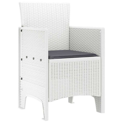 Trädgård Stol med kudde 2 pcs Vit 53 x 49 x 85 cm Polypropylen