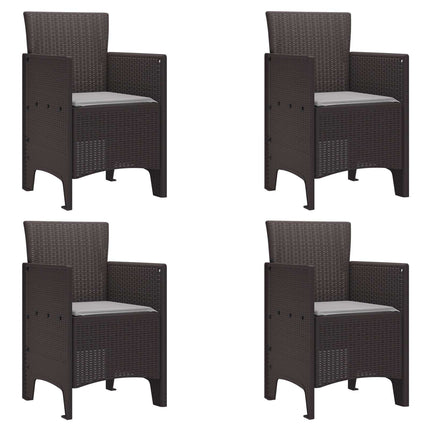 Trädgård Stol med kudde 4 pcs Brun 53 x 49 x 85 cm Polypropylen
