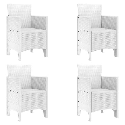 Trädgård Stol med kudde 4 pcs Vit 53 x 49 x 85 cm Polypropylen