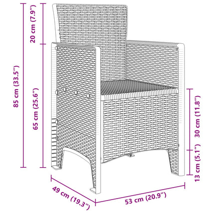 Trädgård Stol med kudde 4 pcs Vit 53 x 49 x 85 cm Polypropylen