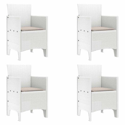 Trädgård Stol med kudde 4 pcs Vit 53 x 49 x 85 cm Polypropylen
