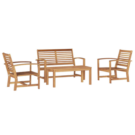 Trädgårdsoffset 4 pcs Naturfärg Massivt teakträ