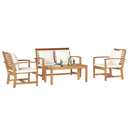 Trädgårdsoffset 4 pcs Naturfärg Massivt teakträ