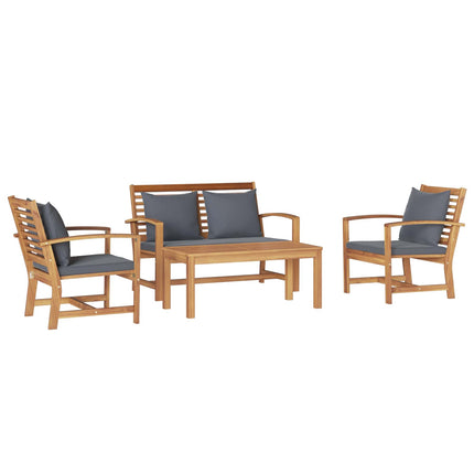 Trädgårdsoffset 4 pcs Naturfärg Massivt teakträ