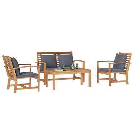 Trädgårdsoffset 4 pcs Naturfärg Massivt teakträ