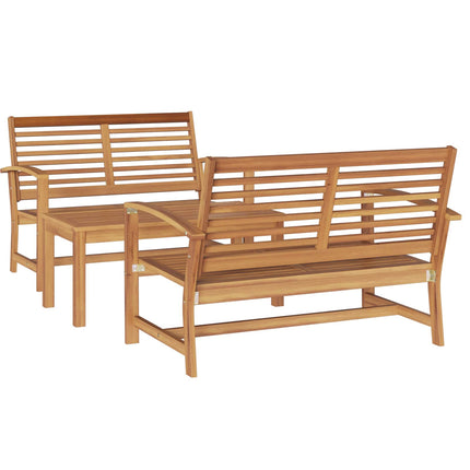 Trädgårdsoffset 3 pcs Naturfärg Massivt teakträ