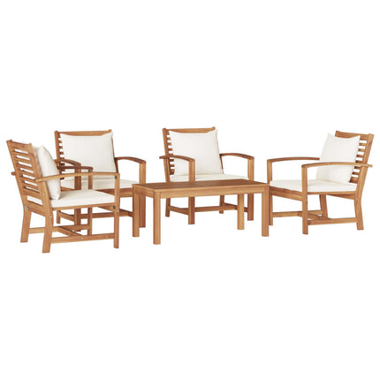 Trädgårdsoffset 5 pcs Naturfärg Massivt teakträ