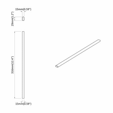 Klädstång 12 pcs Silver 316 x 15 x 29 mm Aluminiumlegering