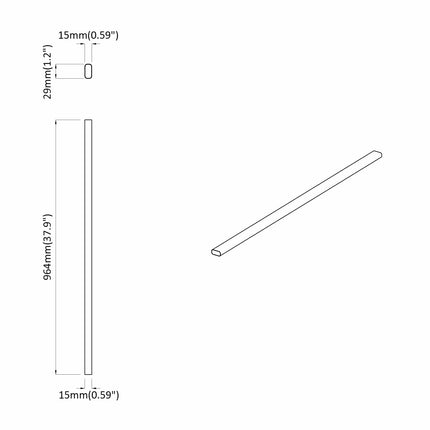 Klädstång 12 pcs Silver 964 x 15 x 29 mm Aluminiumlegering