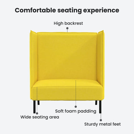 Hög Ryggsoffa 101cm Ljusgul tyg