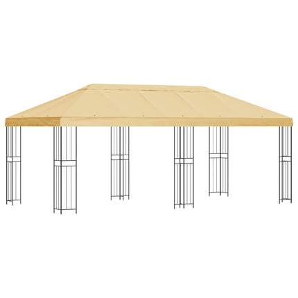 Paviljong med väggar 6 x 3 m Gräddvit Polyester och Stål 190