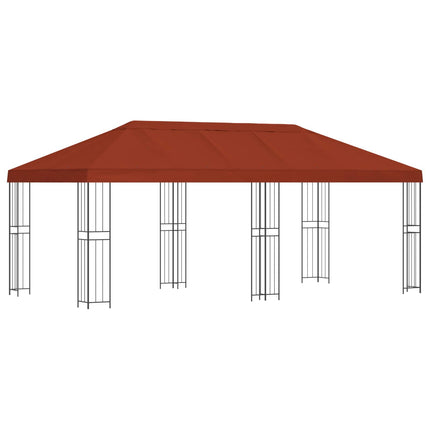Paviljong med väggar 6 x 3 m Terracotta Polyester och Stål 190