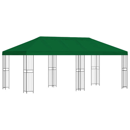 Trädgårdsgazebo 6 x 3 m Grön Polyester och Stål 190 gsm
