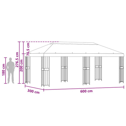 Paviljong med väggar 6 x 3 m Blå Polyester och Stål 190