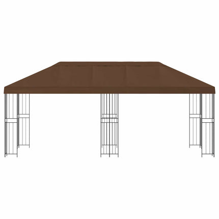 Trädgårdsgazebo 6 x 3 m Brun Polyester och Stål 190 gsm