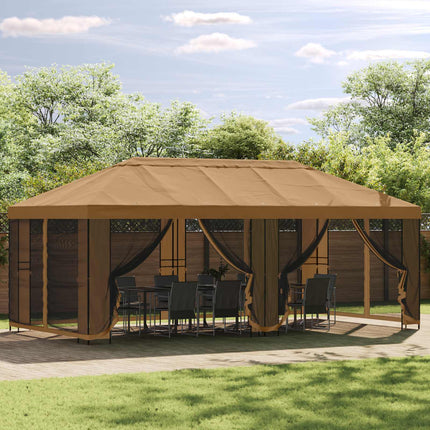 Paviljong med väggar 6 x 3 m Beige Polyester och Stål 190