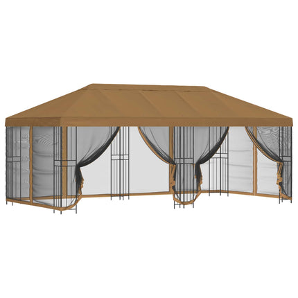 Paviljong med väggar 6 x 3 m Beige Polyester och Stål 190 gsm