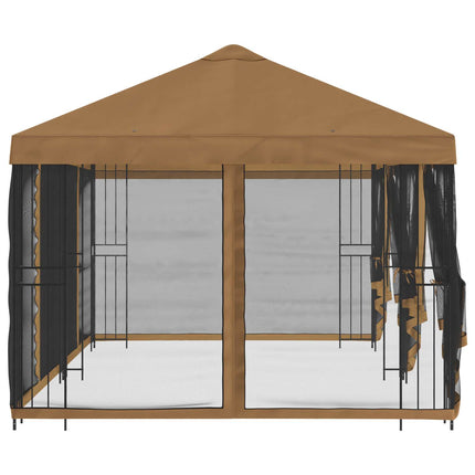 Paviljong med väggar 6 x 3 m Beige Polyester och Stål 190 gsm