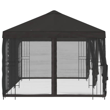 Paviljong med väggar 6 x 3 m Antracit Polyester och Stål 190